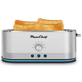 4-Slice Toaster, 7 Settings, Defrost, Reheat, Removable Crumb Tray, Full Body Stainless Steel Housing, Anti-Fingerprint, Anti-Jam, 1350W, Silver, Amaz