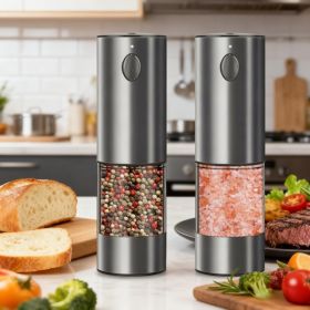 2PCS Electric Salt And Pepper Grinder Set - Battery-powered Spice Grinder, Adjustable For Coarseness, Perfect For Home Kitchens, Durable Plastic, Elec