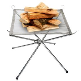 Outdoor Portable Fire Pit 16in Collapsible Steel Mesh Bonfire Place Stand w/ Carry Bag For Camping Backyard Beach Wood Burning
