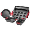 Baking Pan Set 6-Piece Nonstick Carbon Steel Bakeware Set with Silicone Handle