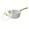 2.5 QT Non-Stick Signature Ribbed Saucepan - White Gold
