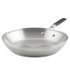 Stainless Steel 12 Inch Induction Frying Pan Metal Utensil and Dishwasher Safe, Brushed Stainless Steel