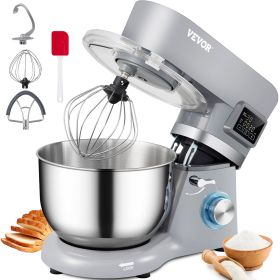VEVOR Stand Mixer, 660W Electric Dough Mixer with 6 Speeds LCD Screen Timing, Tilt-Head Food Mixer with 5.8 Qt Stainless Steel Bowl, Dough Hook
