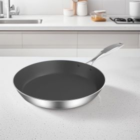 SOGA 30cm Stainless Steel Fry Pan â€“ Non-Stick Interior, Induction Compatible Frying Pan Skillet