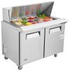 VEVOR 48" Commercial Refrigerator Sandwich & Salad Prep Table, 12.9 Cu. Ft Stainless Steel Refrigerated Food Prep Station with 18 Pans, Cut Board