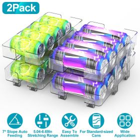 Adjustable Soda Can Organizers Set Of 2Packs 2-Tier Pop Can Holders Beverage Dispensers For Fridge Pantry Cabinet 7º Slope Auto Rolling GPCT5194
