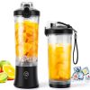 Portable Blender for Smoothies, 20oz Small Personal Blender with Travel Lid, USB Rechargeable, Single Serve Fruit Mixer for Kitchen, Black