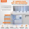 VEVOR 48" Commercial Refrigerator Sandwich & Salad Prep Table, 12.9 Cu. Ft Stainless Steel Refrigerated Food Prep Station with 18 Pans, Cut Board