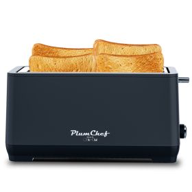 4-Slice Toaster, Extra Wide Long Slot, 6 Settings, Bagel, Defrost, Reheat, Removable Crumb Tray, Stainless Steel Housing, Matte Black, Amazon Resale P