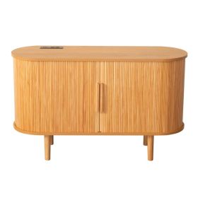 Fralimk Sideboard Buffet Cabinet With Storage, Modern Fluted Storage Cabinet For Dining Room, Tambour Door Console Table For Living Room, Office Stora (Option: Oak)