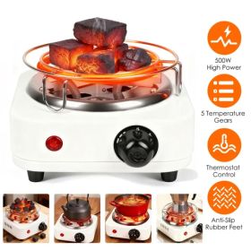 Electric Charcoal Burner 500W Hookah Charcoal Burner Compact Coal Burner For Hooka Cubes Shisha With Grill And Tongs 5 Temperature Gears Thermostat Co (Option: White)
