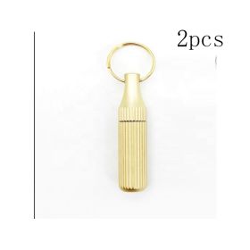 2PCS Stainless Steel Mini Pocket Knife - Leaf-Shaped Portable Capsule Knife With Keychain, Handcrafted Wooden Handle For Outdoor Camping, Fishing & Da (Option: Gold)