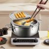 Silver Stainless Steel Deep Fryer with Built-in Dial Thermometer-9.5 inch (24cm) & 11 inch (28cm) Size
