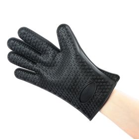 BBQ Gloves 446?Heat Resistant BBQ Grill Gloves with Meat Claws Silicone Non-Slip Pot Holder Waterproof Oven Mitt for Roasts BBQ Cooking Baking (Option: Black)_ForkK)